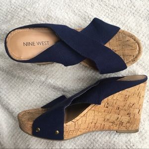 Size 7M Nine West Open Toe Cork Wedges
